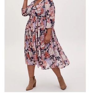 Torrid Floral Swiss Dot Dress